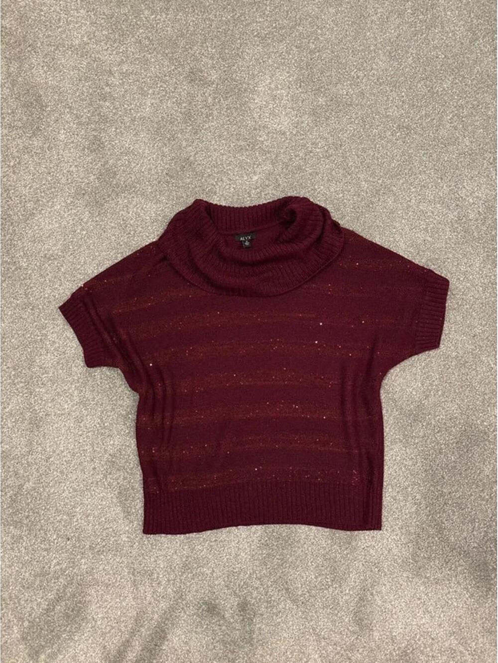 Y2K Burgundy Glitter/Sequin Batwing Sweater
